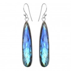 Labradorite pear 925 silver bezel earring